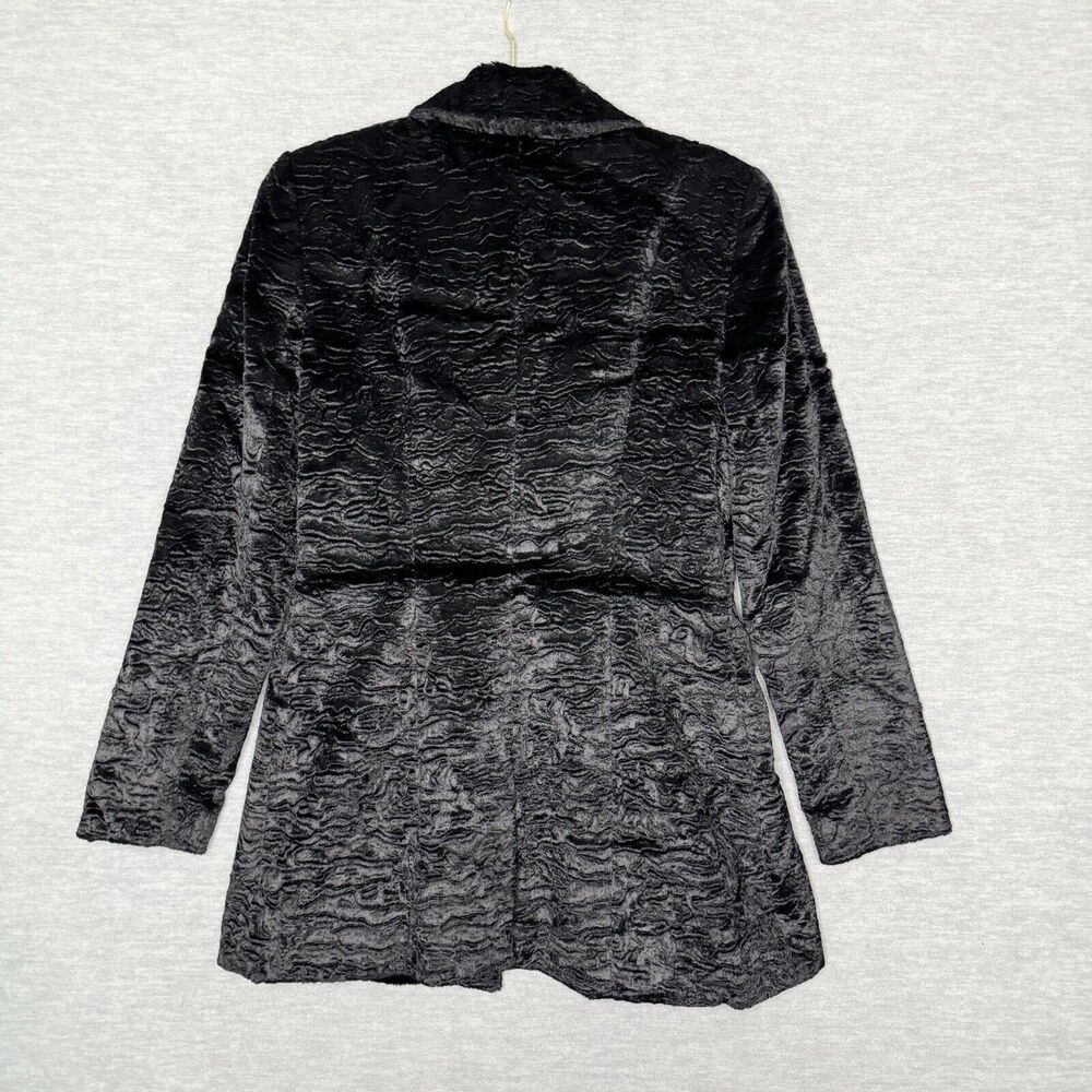 Vintage Alberto Makali Coat Faux Fur Persian Lamb Black Curly Size 6 Jacket USA - Picture 2 of 5